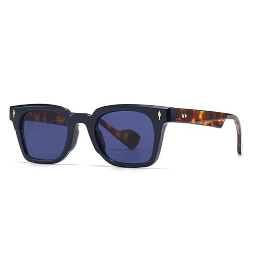 SSFVTTL Damen-Sonnenbrille mit Nieten, UV400, Retro-Farbverlauf, Herren-Sonnenbrille (dunkelblauer Leopard) von SSFVTTL