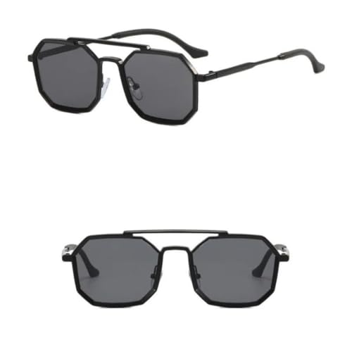 SSFVTTL Klassische Metal Punk Sonnenbrille Herren Damen Retro Doppelstege Polygon (TTYJ278-1) von SSFVTTL