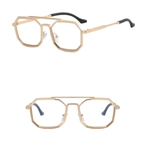 SSFVTTL Klassische Metal Punk Sonnenbrille Herren Damen Retro Doppelstege Polygon (TTYJ278-10) von SSFVTTL
