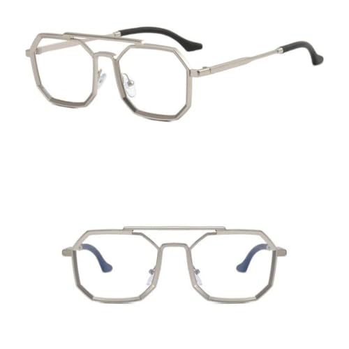 SSFVTTL Klassische Metal Punk Sonnenbrille Herren Damen Retro Doppelstege Polygon (TTYJ278-11) von SSFVTTL