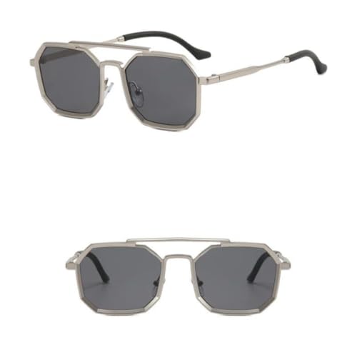 SSFVTTL Klassische Metal Punk Sonnenbrille Herren Damen Retro Doppelstege Polygon (TTYJ278-5) von SSFVTTL