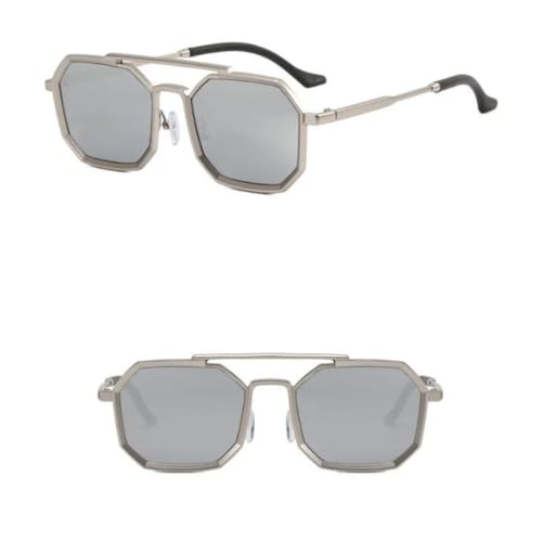 SSFVTTL Klassische Metal Punk Sonnenbrille Herren Damen Retro Doppelstege Polygon (TTYJ278-8) von SSFVTTL