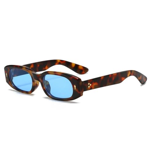 SSFVTTL Klassische Nieten-Sonnenbrille im Vintage-Stil mit kleinem Rahmen, für Damen und Herren (Leopardenblau) von SSFVTTL