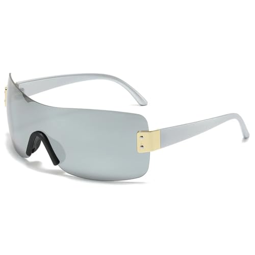 SSFVTTL Luxuriöse, einteilige, randlose, rechteckige Sonnenbrille für Damen und Herren, Vintage-Punk (Silber) von SSFVTTL