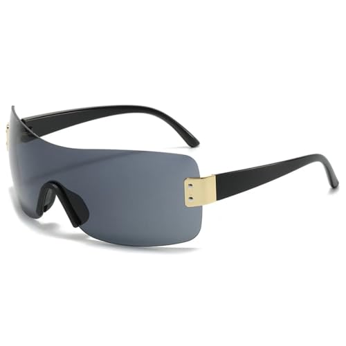 SSFVTTL Luxuriöse, einteilige, randlose, rechteckige Sonnenbrille für Damen und Herren, Vintage-Punk (schwarz) von SSFVTTL