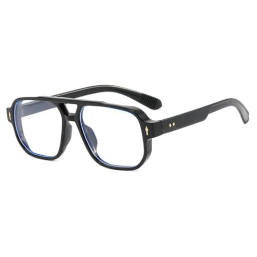 SSFVTTL Luxuriöse Sonnenbrille mit großem Rahmen für Damen und Herren, Vintage-Punk-Brille, Nieten, UV400 (schwarz, klar) von SSFVTTL