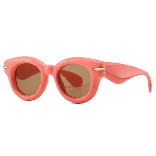 SSFVTTL Luxuriöse runde Sonnenbrille mit großem Rahmen, Damen für Herren, Vintage-Brille (Pink Tea) von SSFVTTL