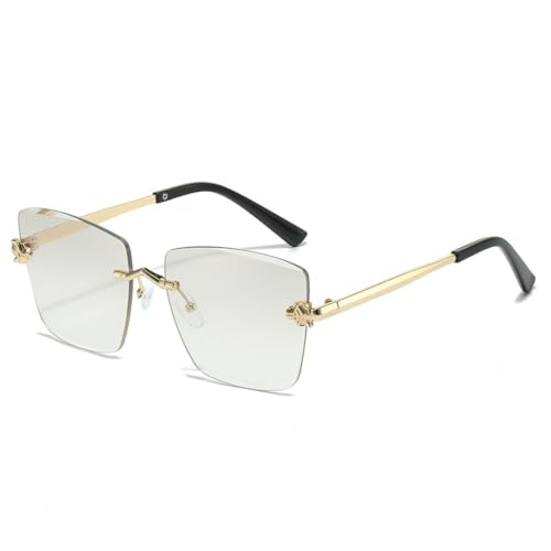 SSFVTTL Luxus Damen Sonnenbrille Modische Leopardenkopf Rahmenlos Farbverlauf (S072-C8) von SSFVTTL