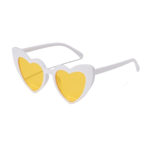 SSFVTTL Metallscharnier Damen Cat Eye Sonnenbrille Mode Bonbonfarben UV400 (Weiß Gelb) von SSFVTTL