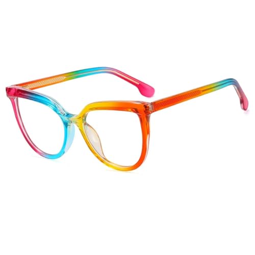 SSFVTTL Modische, bonbonfarbene, runde Brillenfassung für Damen, Retro, klar, Anti-Blaulicht, für Herren (Regenbogen) von SSFVTTL