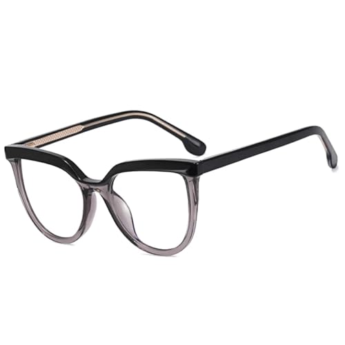 SSFVTTL Modische, bonbonfarbene, runde Brillenfassung für Damen, Retro, klar, Anti-Blaulicht, für Herren (schwarz-grau) von SSFVTTL