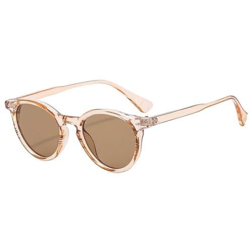 SSFVTTL Modische Damen-Sonnenbrille mit runder Punk-Nieten-Dekoration, UV400 (Champagnertee) von SSFVTTL