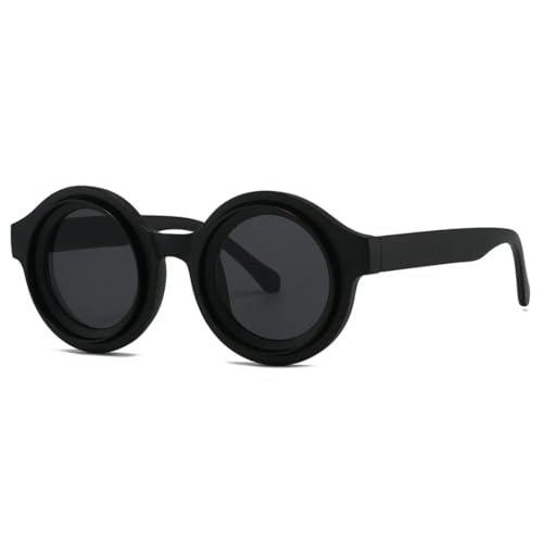 SSFVTTL Modische Vintage-Sonnenbrille, rund, für Damen und Herren, Punk- und Luxus-Steampunk-Brille, UV400 (schwarz/schwarz) von SSFVTTL