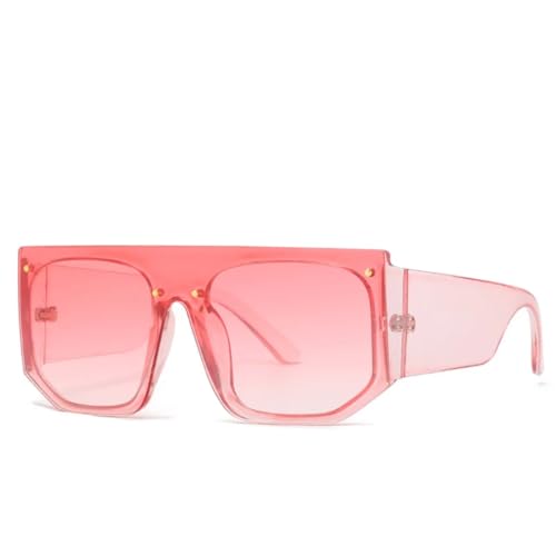 SSFVTTL Modische Vintage-Sonnenbrille im Übergrößen-Design für Damen und Herren, luxuriös, flache Oberseite, großer Rahmen, UV400 (Pink Pink) von SSFVTTL