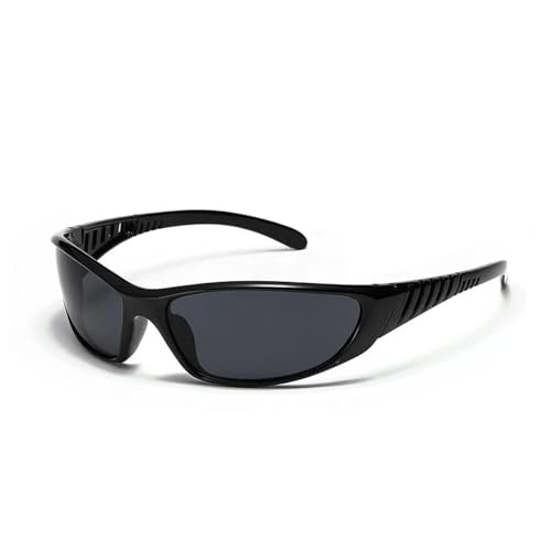 SSFVTTL Modische hohle galvanisierte Rahmen Damen Sonnenbrille Herren Oval UV400 (glänzend schwarz grau) von SSFVTTL