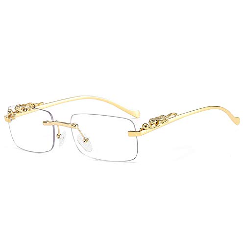 SSFVTTL Modische kleine randlose rechteckige Sonnenbrille für Herren, getönt, UV400 (3) von SSFVTTL