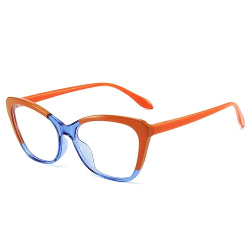 SSFVTTL Modischer, klarer Anti-Blaulicht-Brillenrahmen für Damen, Retro-Federscharnier, für Herren (Orange-Blau) von SSFVTTL