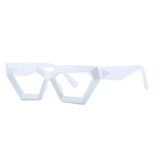 SSFVTTL Modischer Polygon-Cat-Eye-Brillenrahmen für Damen, Federscharnier, für Herren, klar (weiß) von SSFVTTL