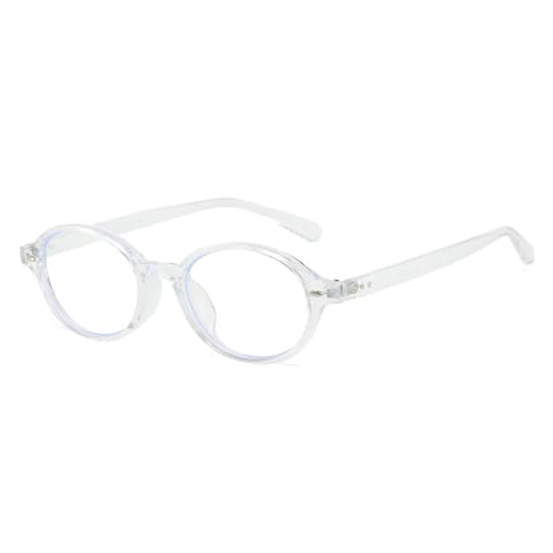 SSFVTTL Ovaler Brillenrahmen für Damen im Retro-Stil mit Nieten, klarer Rahmen mit Anti-Blaulicht-Effekt für Herren (transparent klar) von SSFVTTL