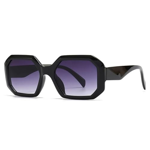 SSFVTTL Polygon Sonnenbrille Damen Gradient UV400 Retro Herren (Schwarz Grau Gradient) von SSFVTTL