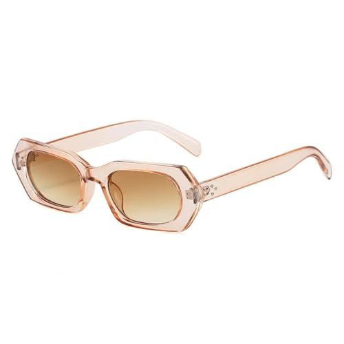 SSFVTTL Polygon Sonnenbrille Damen Mode Nieten Dekorativ UV400 Herren (Champagnertee) von SSFVTTL