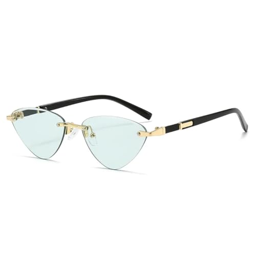 SSFVTTL Randlose Sonnenbrille Cat Eye Fashion Beliebte Damen Herren Shades Kleines Dreieck (1586-C6) von SSFVTTL