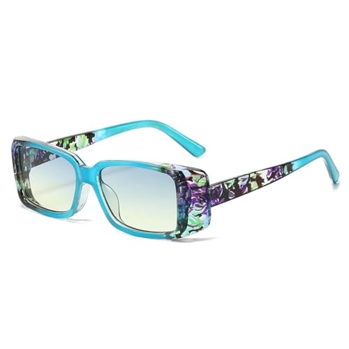 SSFVTTL Rechteckige Damenmode Farbverläufe Sonnenbrille UV400 Retro Herren (Blau Blau Gelb) von SSFVTTL