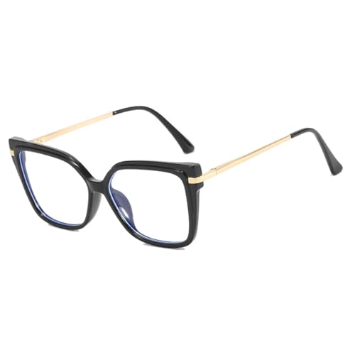SSFVTTL Retro-Brillengestell für Damen, zweifarbig, modisch, klar, Anti-Blaulicht-Brille (schwarz) von SSFVTTL