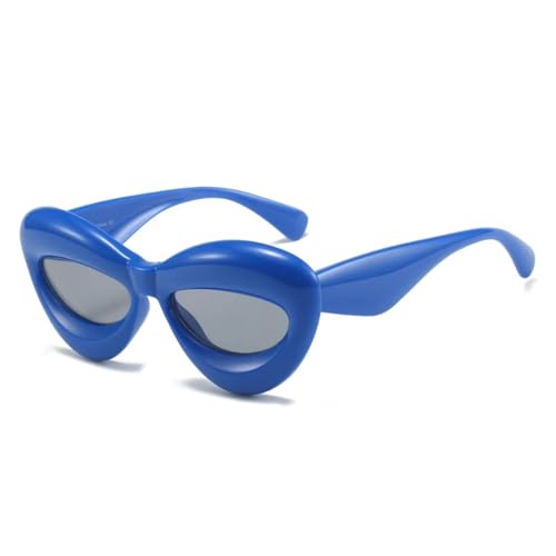 SSFVTTL Retro Candy Color Damen Luxus Sonnenbrille Mode Einzigartige breite Beine Herren Punk Trendy UV400 (Blaugrau) von SSFVTTL