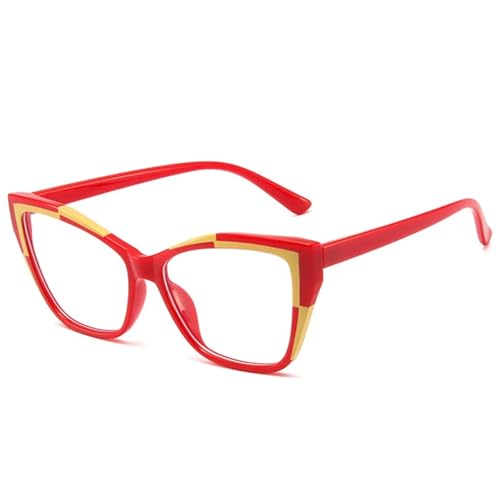 SSFVTTL Retro Cat Eye Damen Doppelfarbige Brillenfassung Mode Herren (Rot Gelb) von SSFVTTL