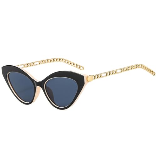 SSFVTTL Retro Cat Eye Damen Sonnenbrille Mode Metallkette Uv400 Herren (1) von SSFVTTL