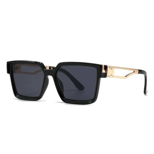 SSFVTTL Retro Damen Sonnenbrille Fashion Gradient UV400 Herren Hohle Metallbeine (Schwarz Gold Grau) von SSFVTTL