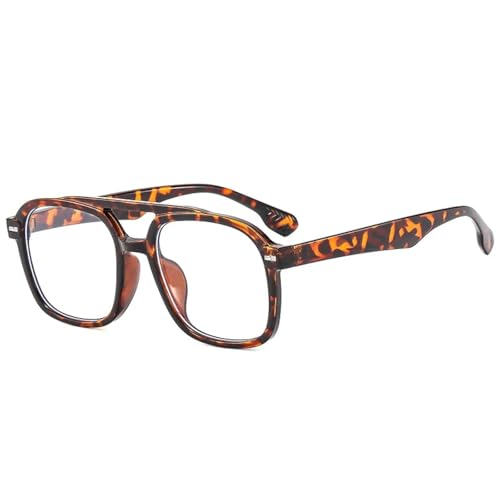 SSFVTTL Retro Damen Sonnenbrille Mode Nieten Herren Klar UV400 (Leopard klar) von SSFVTTL