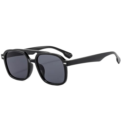 SSFVTTL Retro Damen Sonnenbrille Mode Nieten Herren Klar UV400 (Schwarz Grau) von SSFVTTL