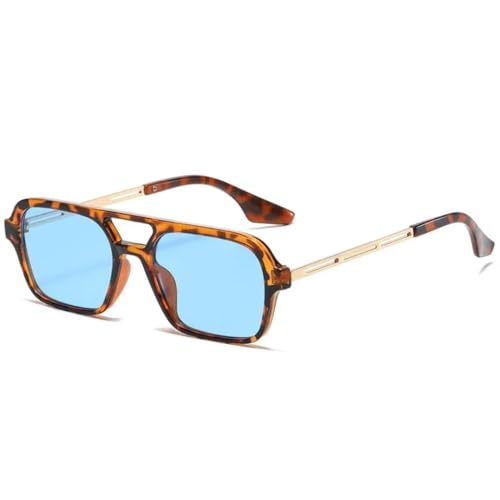 SSFVTTL Retro Damen Sonnenbrille Trendy Vintage Hohl Leopard Blau Farbverlauf Brillen Herren UV400 (TTYJ281-1) von SSFVTTL
