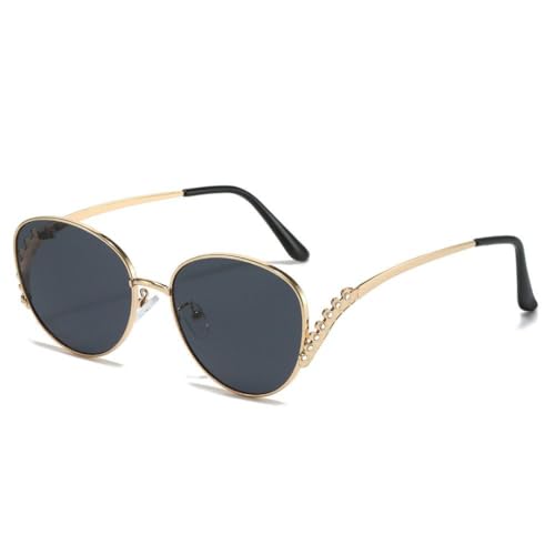 SSFVTTL Retro Damen Übergroße Sonnenbrille Gold Gebogener Metallrahmen Blütenblatt Diamant Luxus Uv400(1) von SSFVTTL