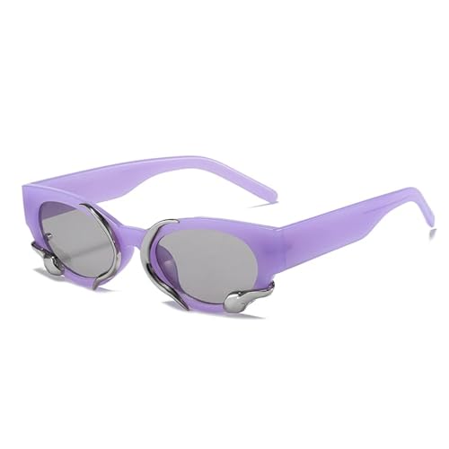 SSFVTTL Retro Einzigartige Cat Eye Damen Luxus Sonnenbrille Fashion Jelly Color Herren UV400 (Lila Hellgrau) von SSFVTTL