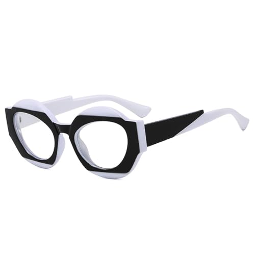 SSFVTTL Retro Einzigartige ovale Sonnenbrille Damenmode Klarer Farbverlauf UV400 Herren Punk (Weiß Schwarz Klar) von SSFVTTL