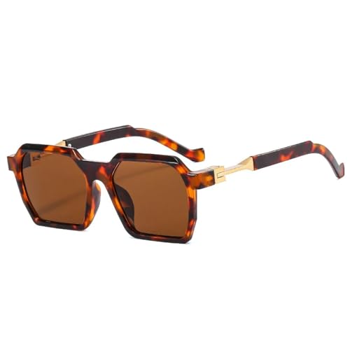 SSFVTTL Retro Herren Polygon Sonnenbrille Mode UV400 Damen Trendy (Leopardentee) von SSFVTTL