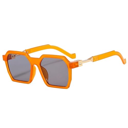 SSFVTTL Retro Herren Polygon Sonnenbrille Mode UV400 Damen Trendy (Orange Hellgrau) von SSFVTTL