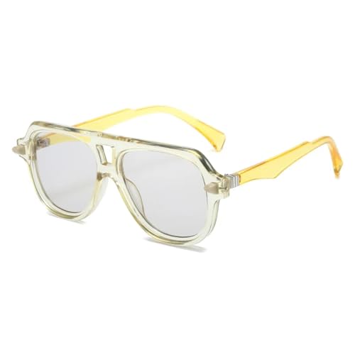SSFVTTL Retro Herren Sonnenbrille UV400 Mode Farbverlauf Trendy Damen Nieten (Gelb Hellgrau) von SSFVTTL