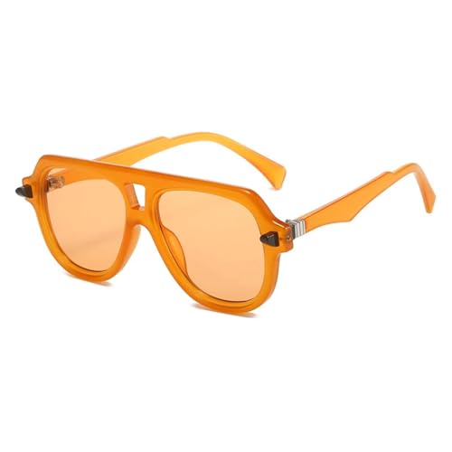 SSFVTTL Retro Herren Sonnenbrille UV400 Mode Farbverlauf Trendy Damen Nieten (Orange Orange) von SSFVTTL