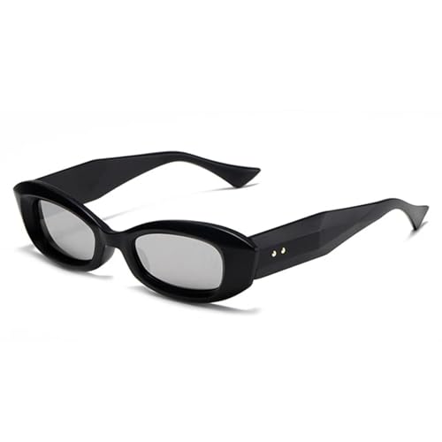SSFVTTL Retro Kleine Cat Eye Polygon Sonnenbrille Damen Mode Gradient Mirror UV400 Herren (Mattschwarz Silber) von SSFVTTL