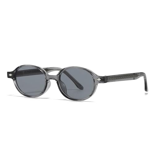 SSFVTTL Retro Kleine Ovale Sonnenbrille Damen UV400 Mode Nieten Herren (Grau Grau) von SSFVTTL