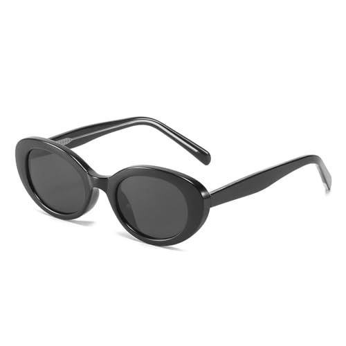 SSFVTTL Retro Kleine Ovale Sonnenbrille Mode Bonbonfarben Damen Cat Eye UV400 (Schwarz Grau) von SSFVTTL