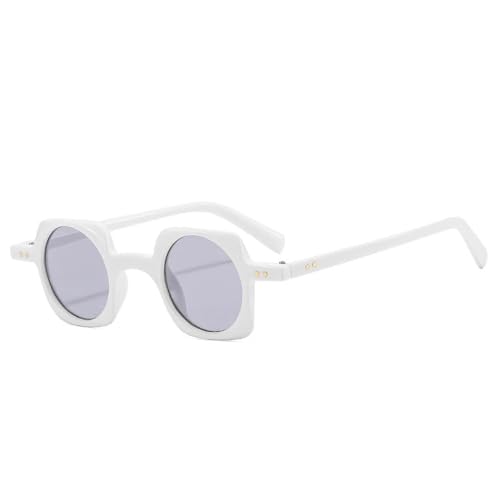 SSFVTTL Retro Kleine Sonnenbrille Damen Mode Klare Runde Ozeanlinse Herren (Weiß Hellgrau) von SSFVTTL