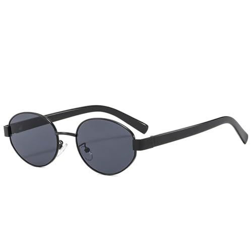 SSFVTTL Retro Metall Oval Sonnenbrille Damen Mode Klare Ozeanlinse UV400 Herren (Schwarz Grau) von SSFVTTL