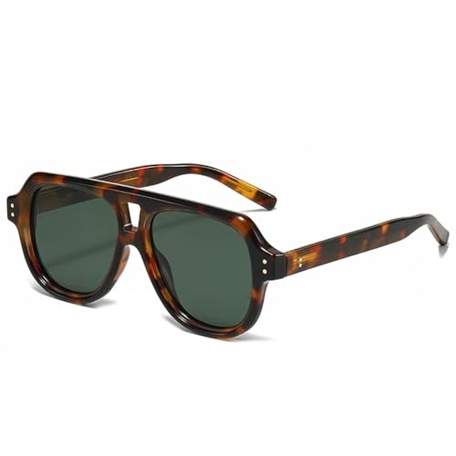 SSFVTTL Retro Nieten Herren Sonnenbrille Mode Damen UV400 (Leopard dunkelgrün) von SSFVTTL