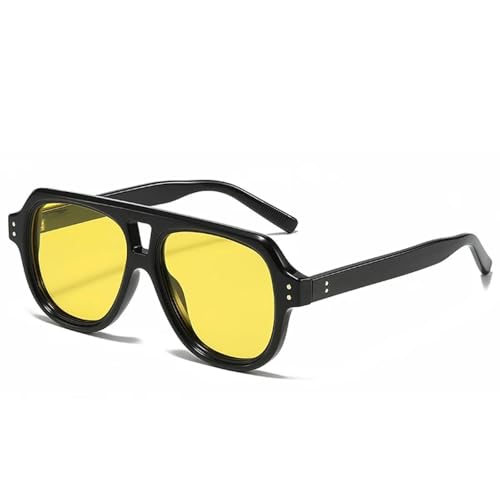 SSFVTTL Retro Nieten Herren Sonnenbrille Mode Damen UV400 (Schwarz Gelb) von SSFVTTL