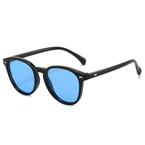 SSFVTTL Retro Oval Damen Nieten Sonnenbrille Mode Klare Ozeanlinse UV400 (Schwarz Blau) von SSFVTTL